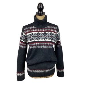 VIP MORE Sweater Womens Turtleneck Yun Wool Vintage Fair Isle Made in Turkey
